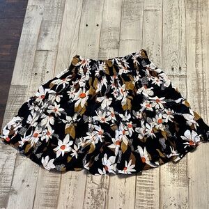 Angie Black A-Line Skirt with Floral Design